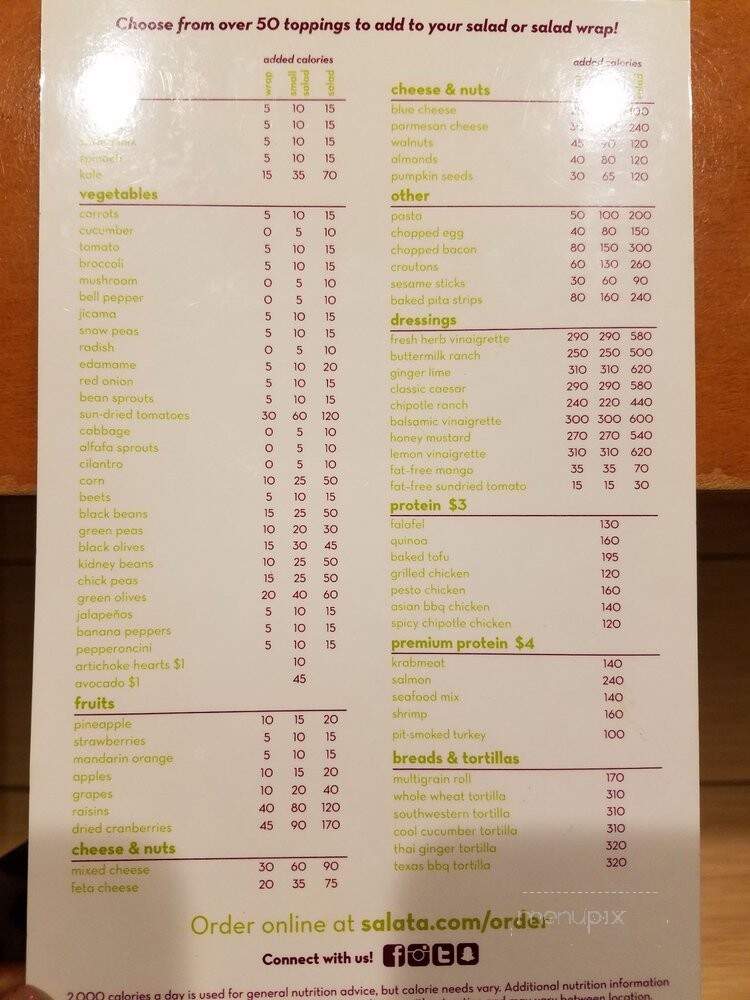 Salata - Houston, TX menu_pic