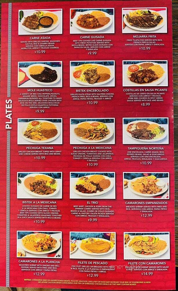 Huasteca Mexican Grill - Houston, TX menu_pic