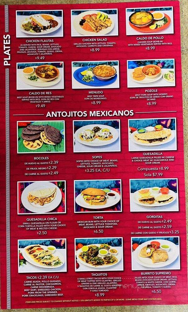 Huasteca Mexican Grill - Houston, TX menu_pic