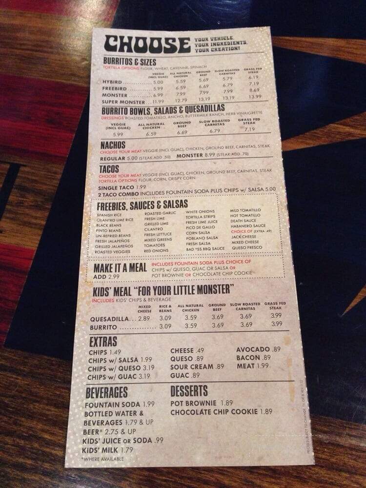 Freebirds World Burrito - Humble, TX menu_pic