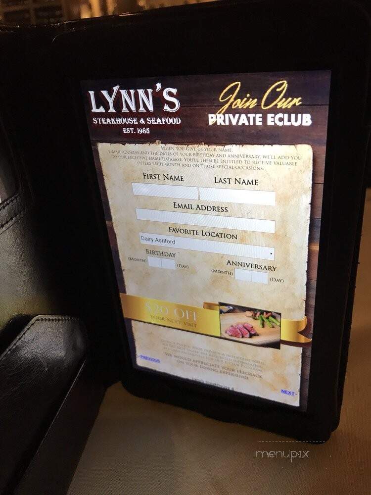 Lynn's Steakhouse - Houston, TX menu_pic