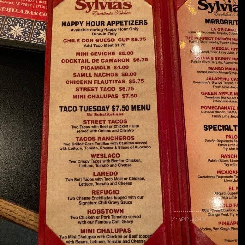 Sylvia's Enchilada Kitchen - Houston, TX menu_pic