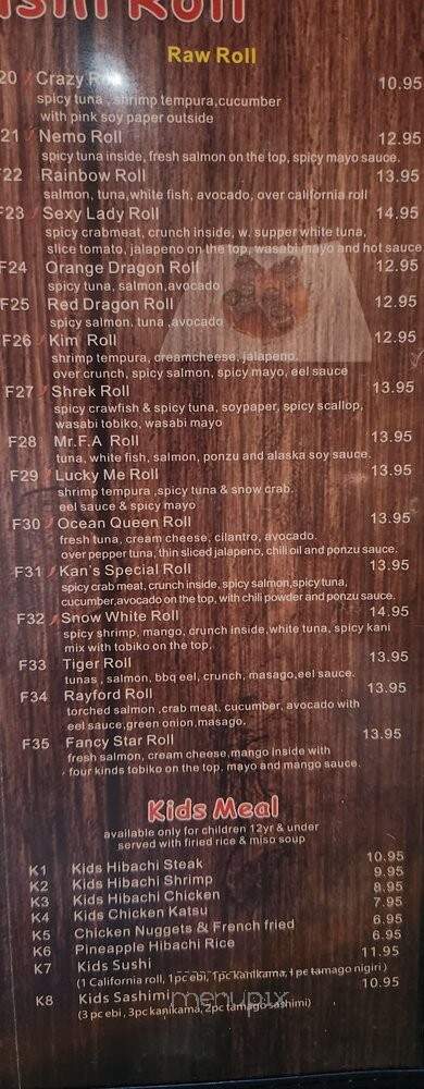Kan's Sushi & Steakhouse - The Woodlands, TX menu_pic