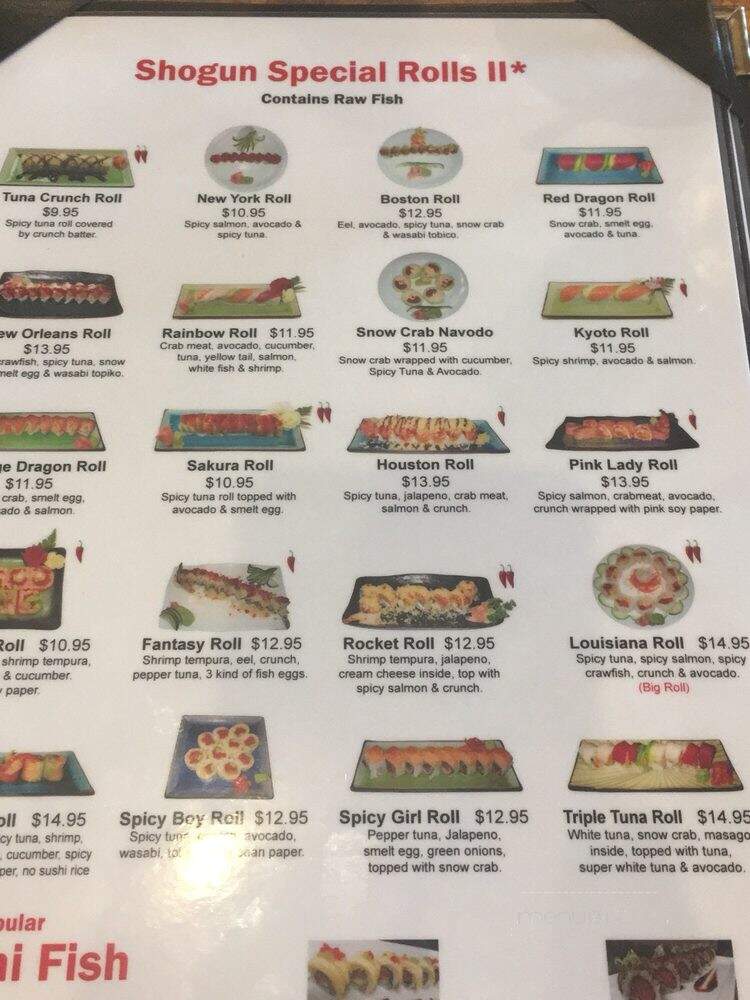 Shogun Grill & Sushi Bar - Rosenberg, TX menu_pic