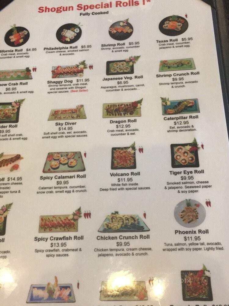 Shogun Grill & Sushi Bar - Rosenberg, TX menu_pic