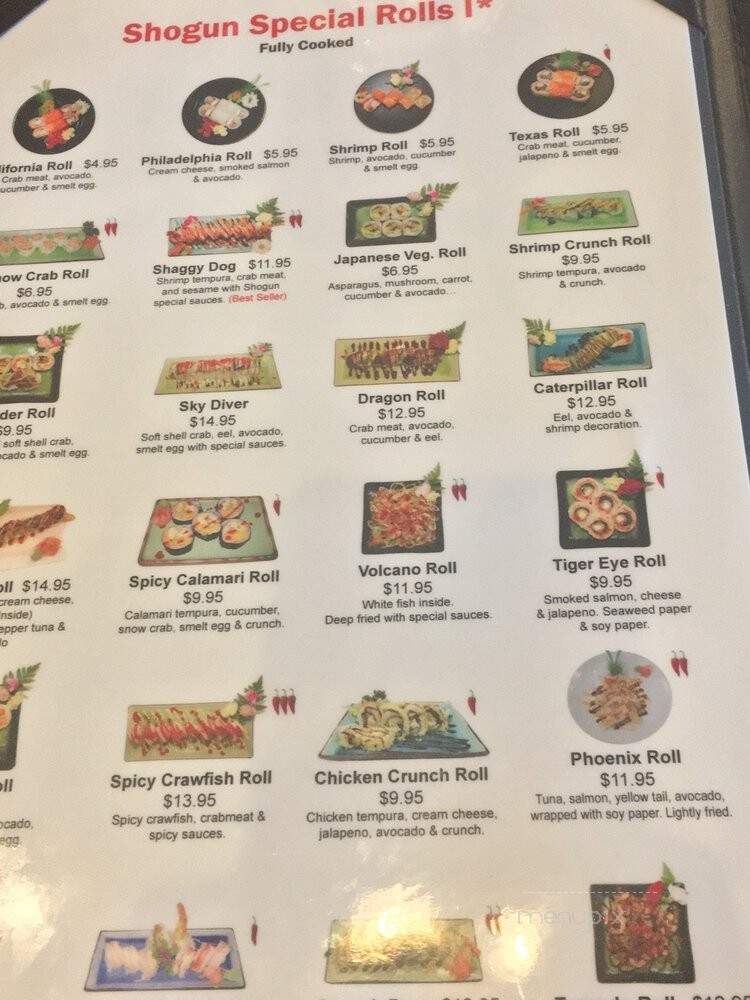 Shogun Grill & Sushi Bar - Rosenberg, TX menu_pic