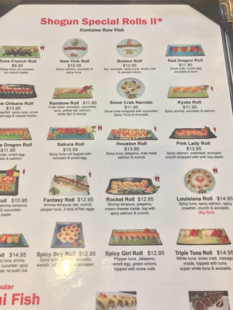 Shogun Grill & Sushi Bar - Rosenberg, TX menu_pic