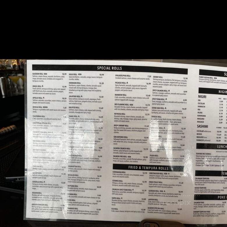 Kumori Sushi & Teppanyaki - San Antonio, TX menu_pic