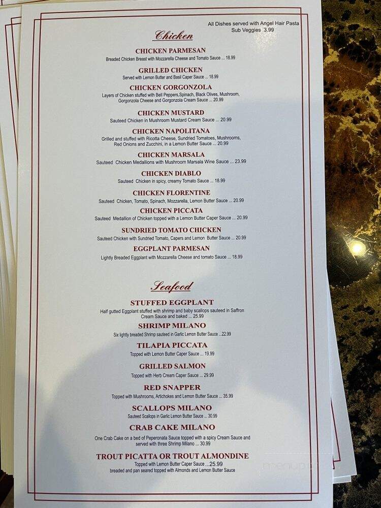 Milano Italian Grill - San Antonio, TX menu_pic