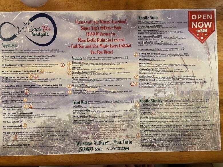 Sap's - Austin, TX menu_pic