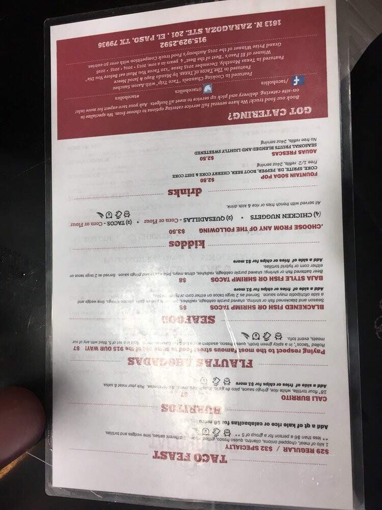Tacoholics - El Paso, TX menu_pic