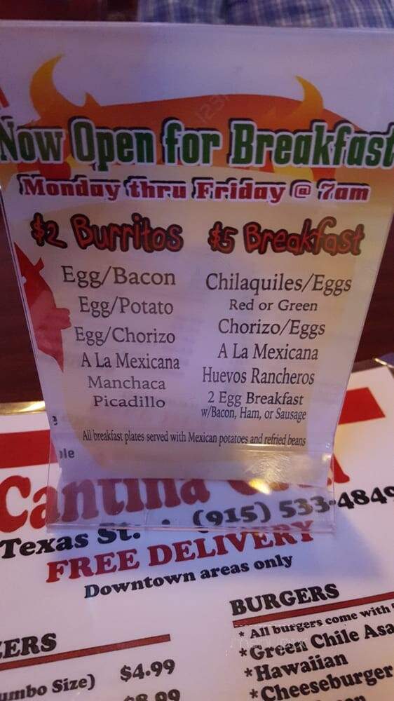Texas St Cantina Grill - El Paso, TX menu_pic