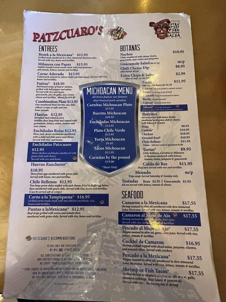 Patzcuaro's - Denver, CO menu_pic