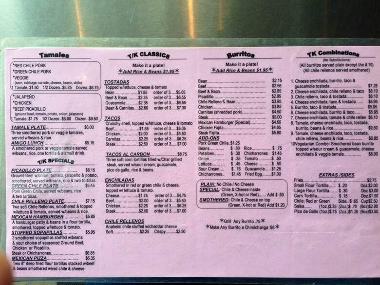 Tamale Kitchen - Denver, CO menu_pic