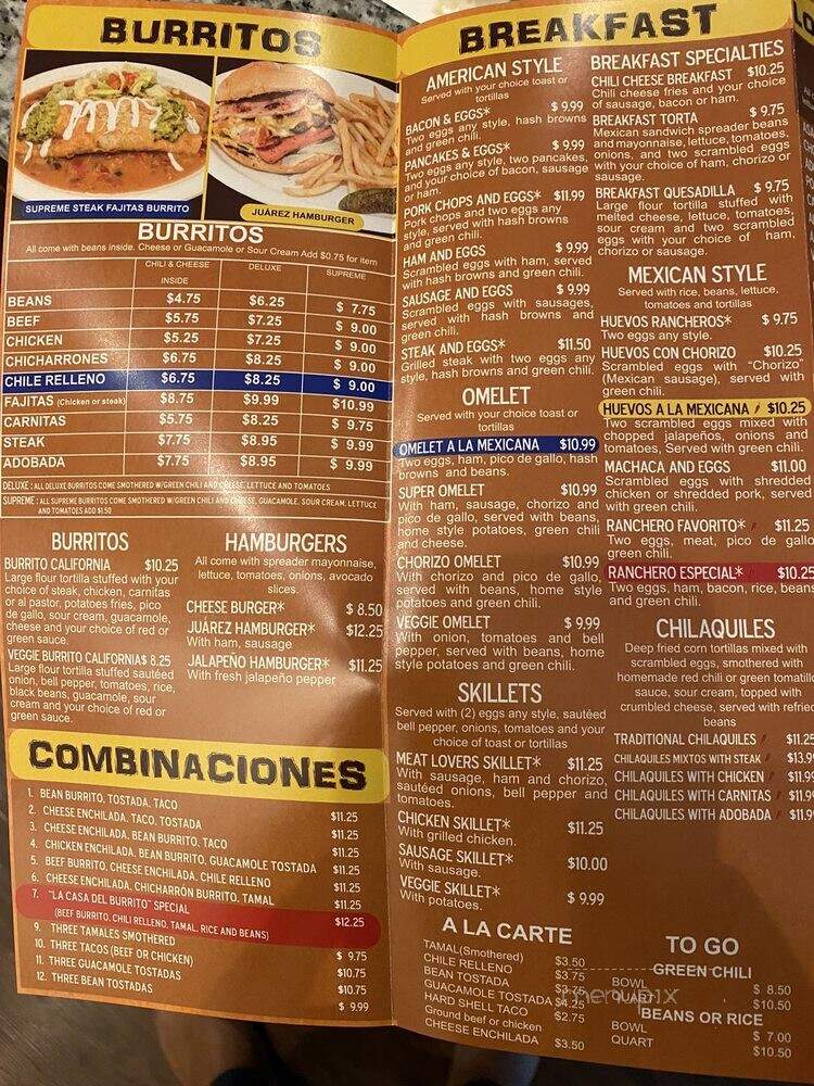 La Casa Del Burrito - Broomfield, CO menu_pic