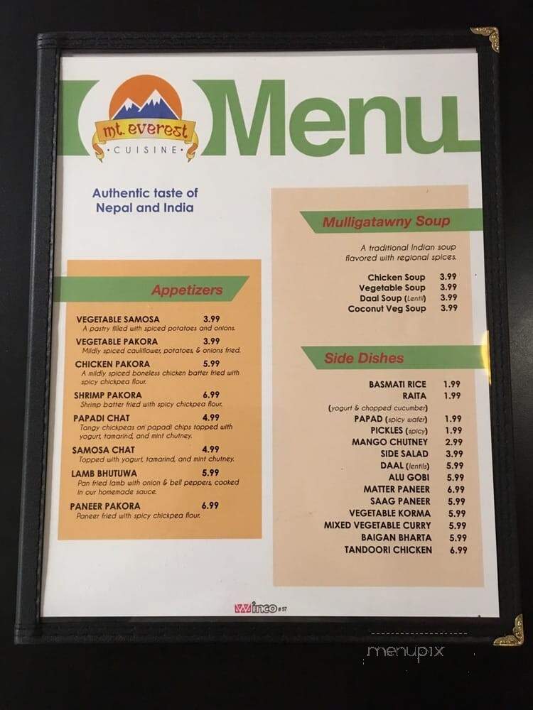 Mt Everest Cuisine - Boulder, CO menu_pic