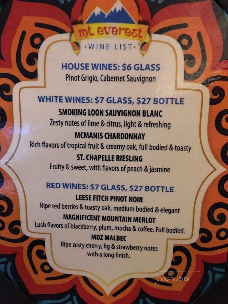 Mt Everest Cuisine - Boulder, CO menu_pic