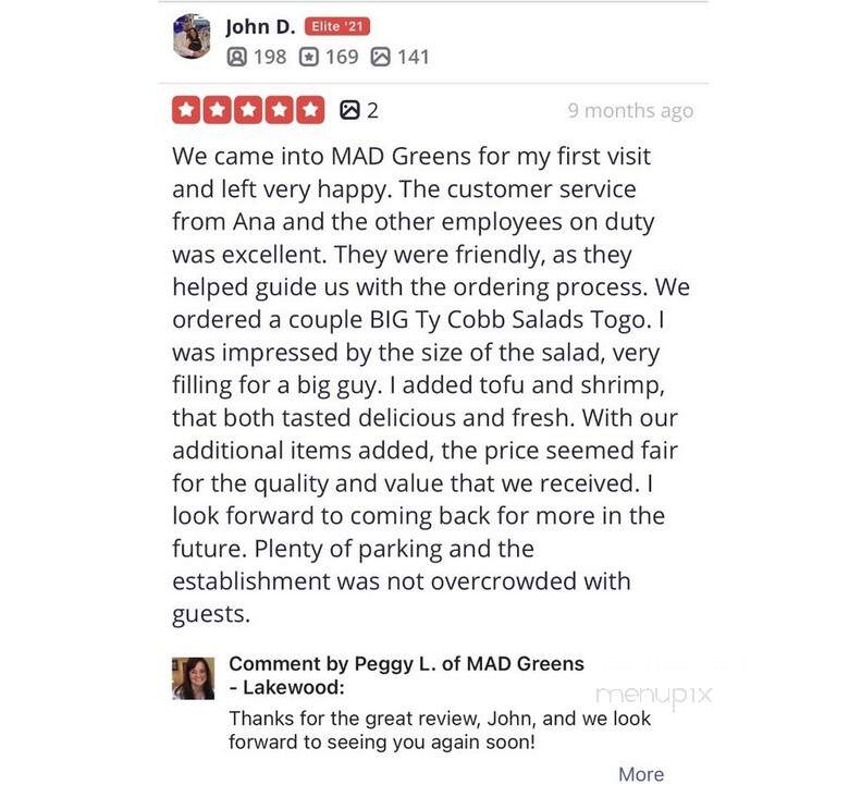 Mad Greens - Lakewood, CO menu_pic