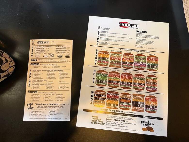 Stuft A Burger Bar - Fort Collins, CO menu_pic