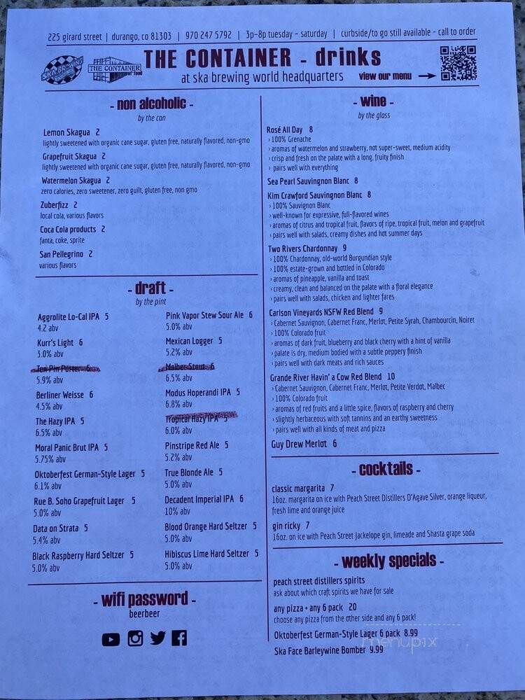 The Container - Durango, CO menu_pic