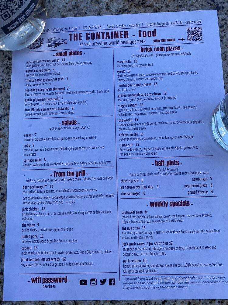 The Container - Durango, CO menu_pic