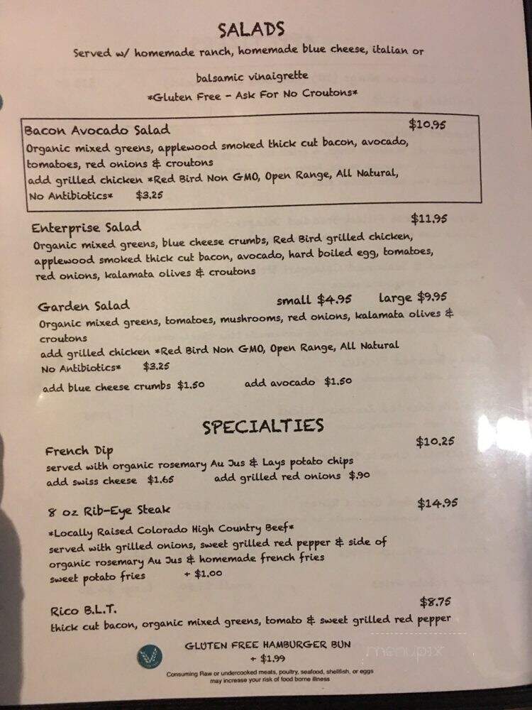 Enterprise Bar & Grill - Rico, CO menu_pic