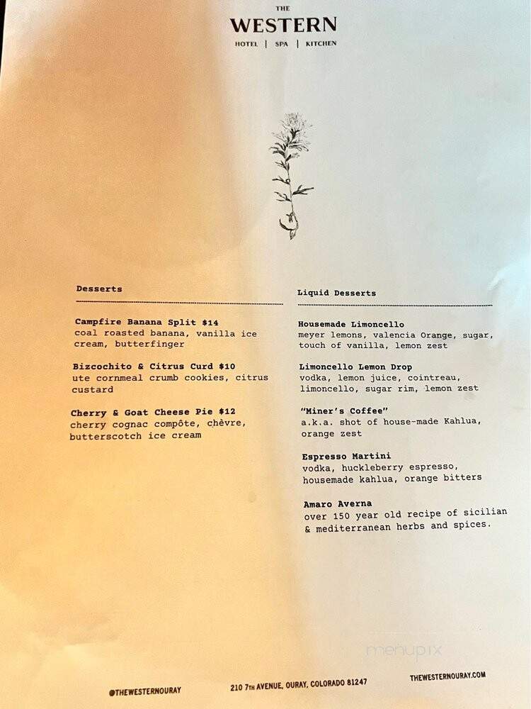 Saloon Resturant - Ouray, CO menu_pic