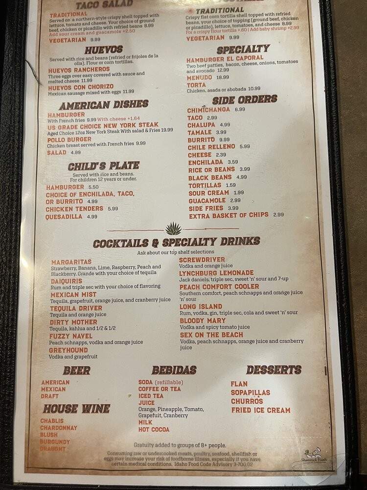 El Caporal - Pocatello, ID menu_pic