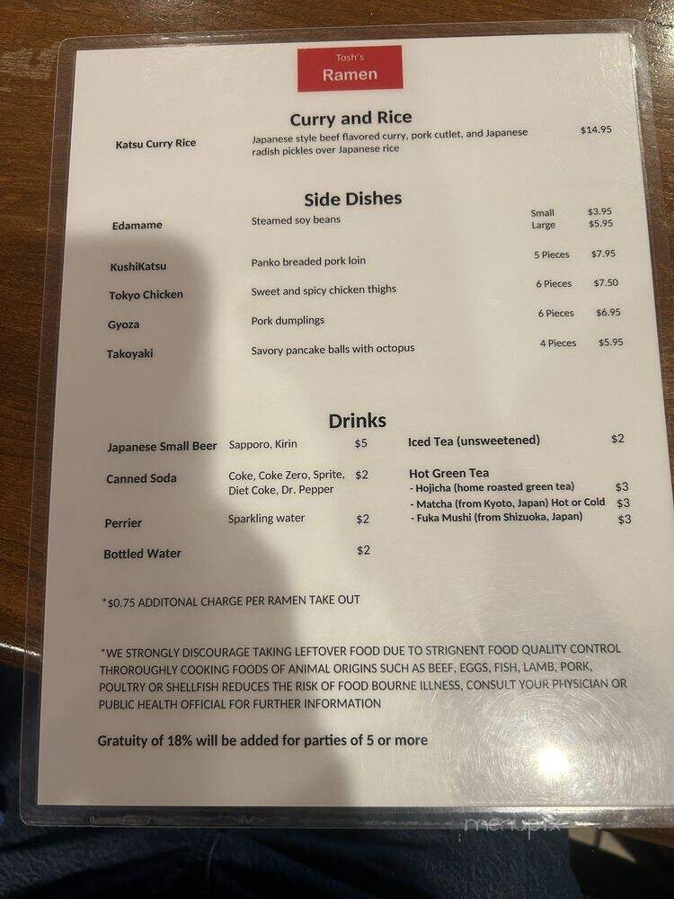 Tosh's Ramen - Salt Lake City, UT menu_pic