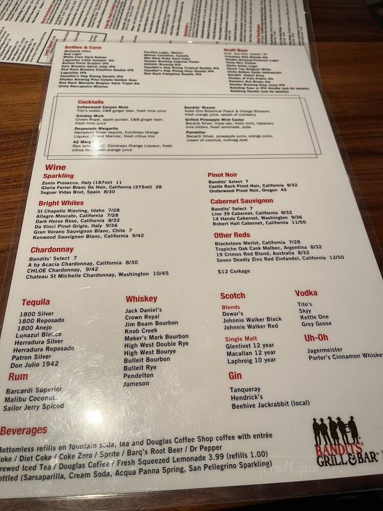 Bandits' American Grill - Cottonwood Heights, UT menu_pic
