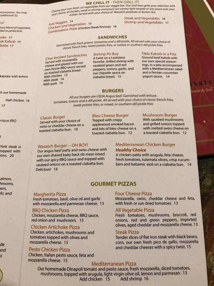 Wasatch Broiler & Grill - Midvale, UT menu_pic