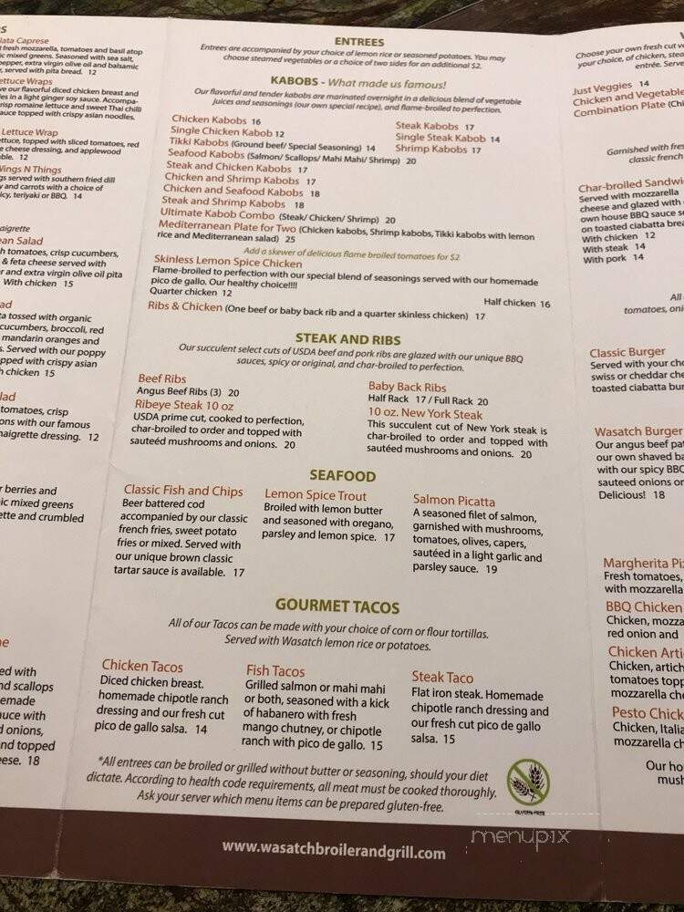 Wasatch Broiler & Grill - Midvale, UT menu_pic