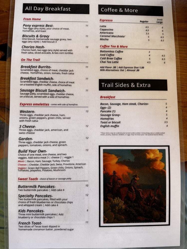 Pony Express Cafe - Scottsdale, AZ menu_pic