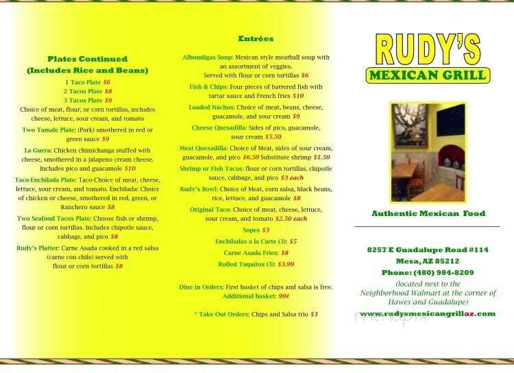Rudy's Mexican Grill - Mesa, AZ menu_pic