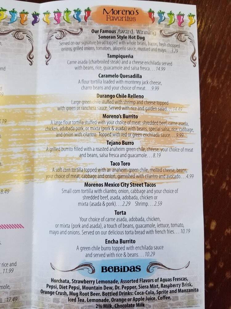 Moreno's Mexican Grill - Gilbert, AZ menu_pic