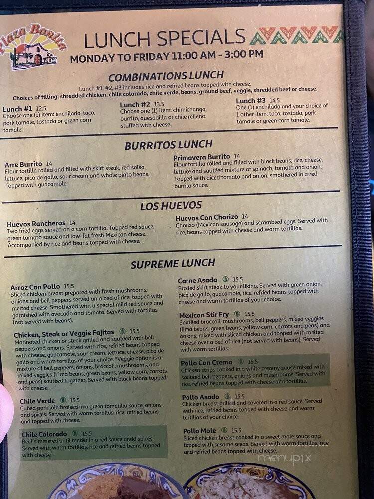 Plaza Bonita - Grand Canyon, AZ menu_pic