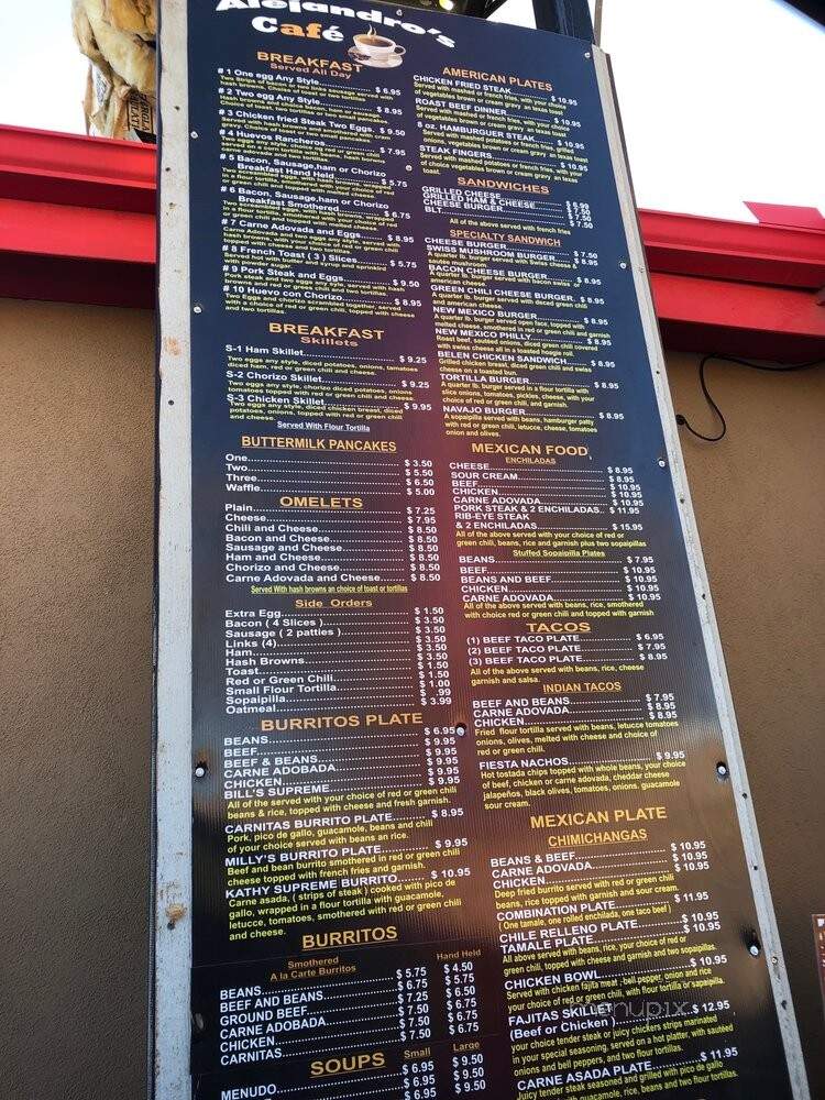 Alejandro's Cafe - Belen, NM menu_pic