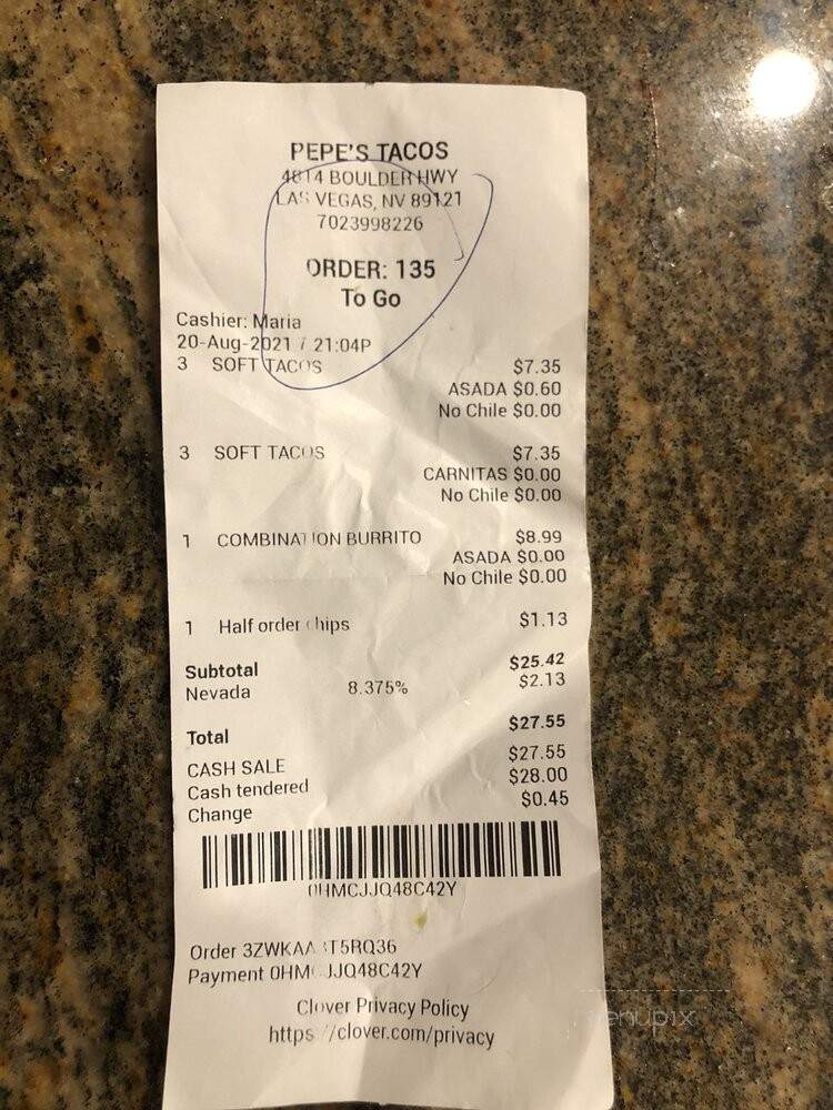 Pepe's Tacos 3 - Las Vegas, NV menu_pic
