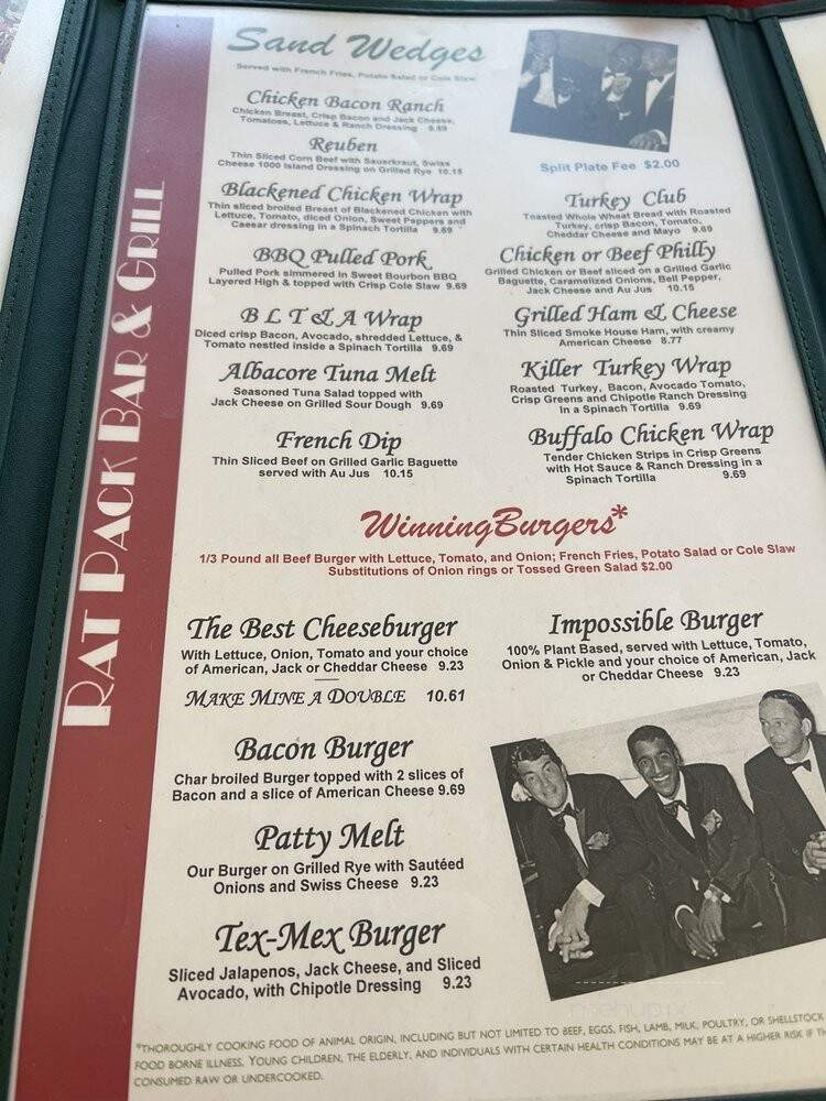 Rat Pack Bar And Grill - Las Vegas, NV menu_pic