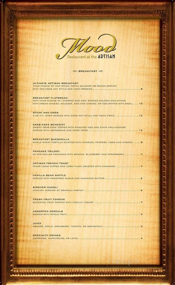 Mood Restaurant - Las Vegas, NV menu_pic