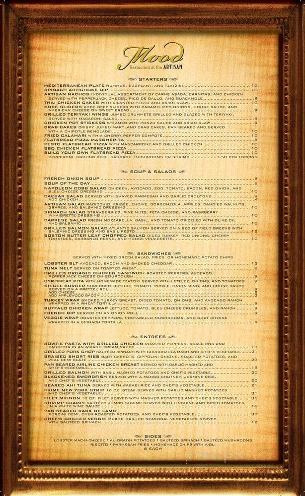 Mood Restaurant - Las Vegas, NV menu_pic