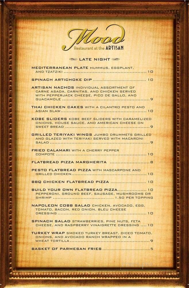 Mood Restaurant - Las Vegas, NV menu_pic