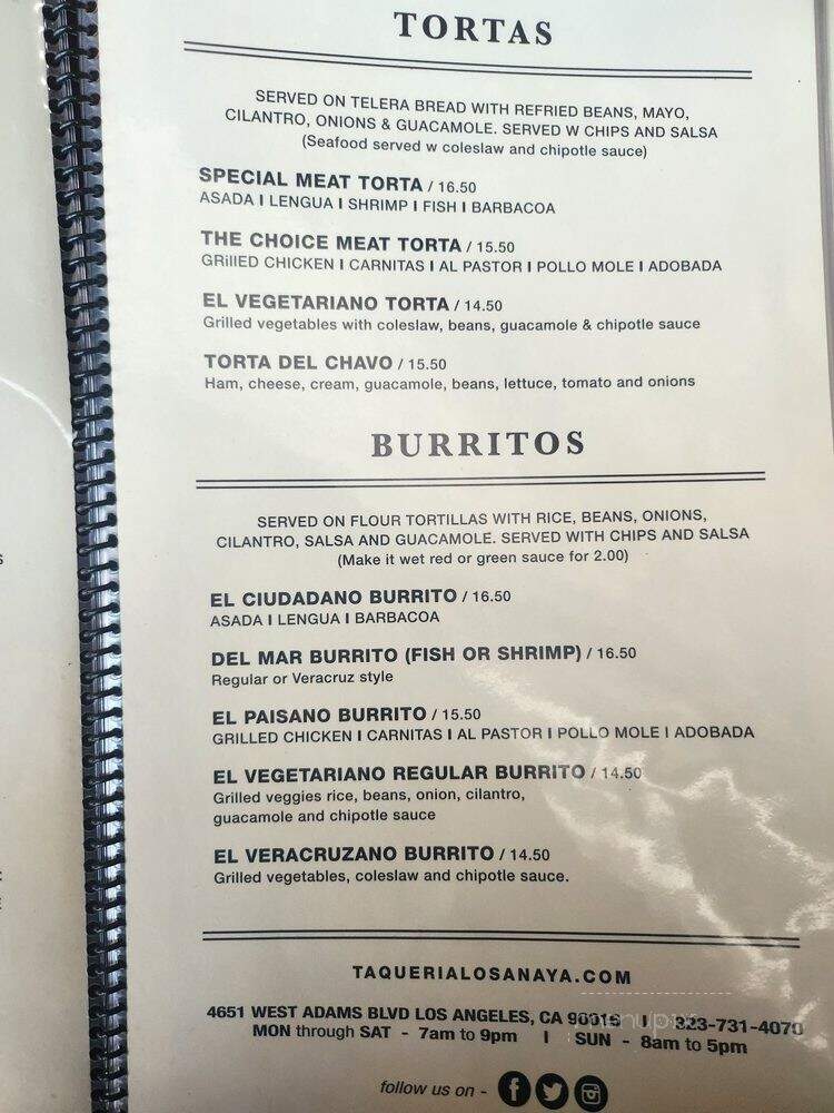 Taqueria Los Anaya - Los Angeles, CA menu_pic
