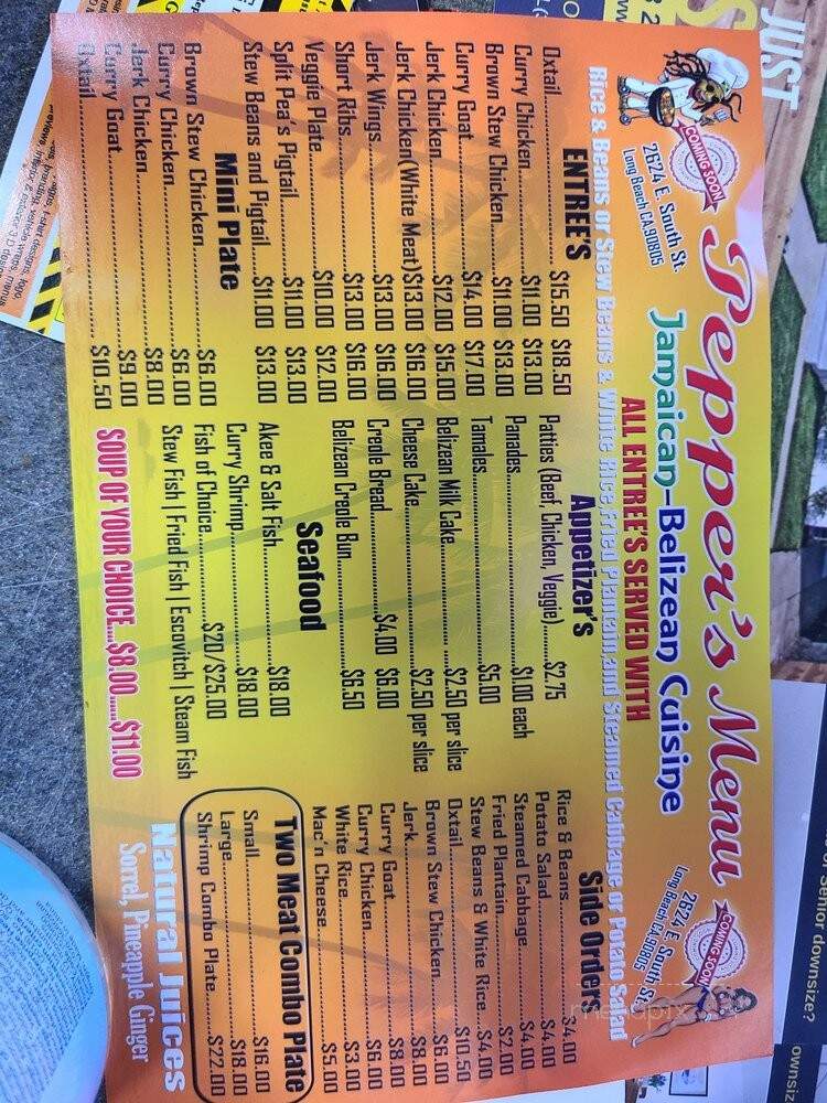 Pepper's Jamaican Cuisine - Los Angeles, CA menu_pic