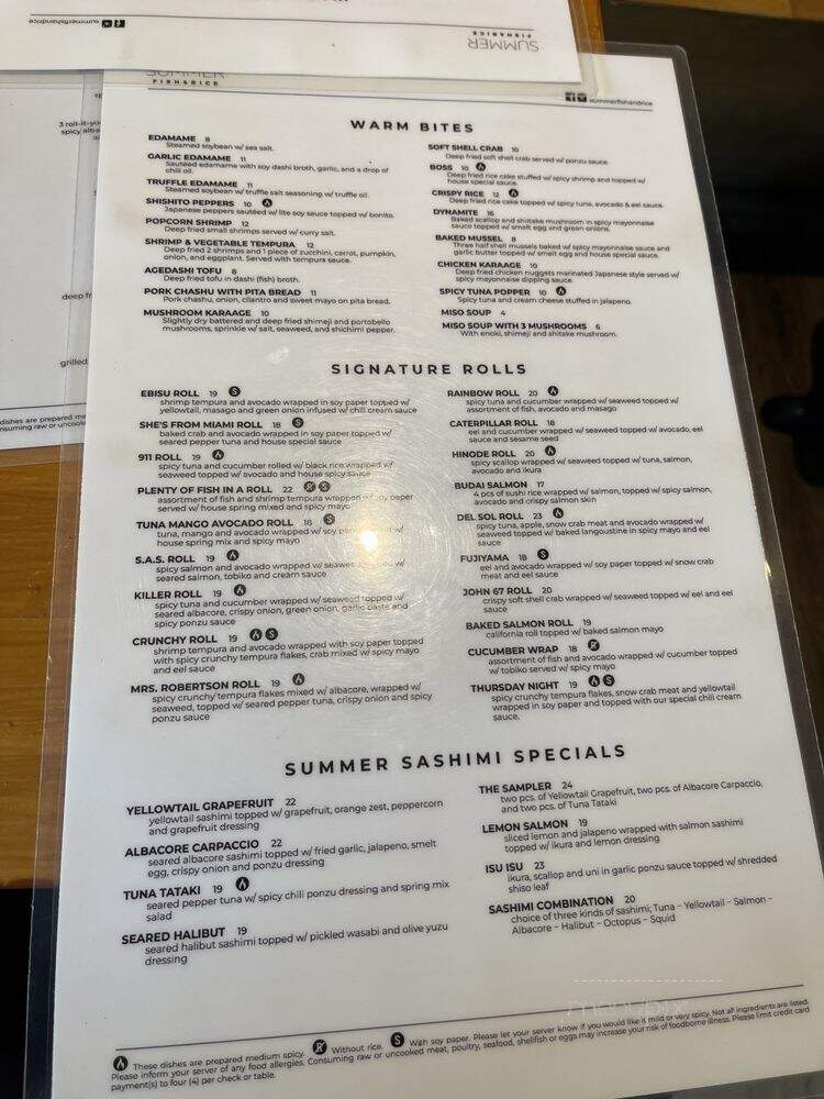 Summer Fish & Rice - Beverly Hills, CA menu_pic