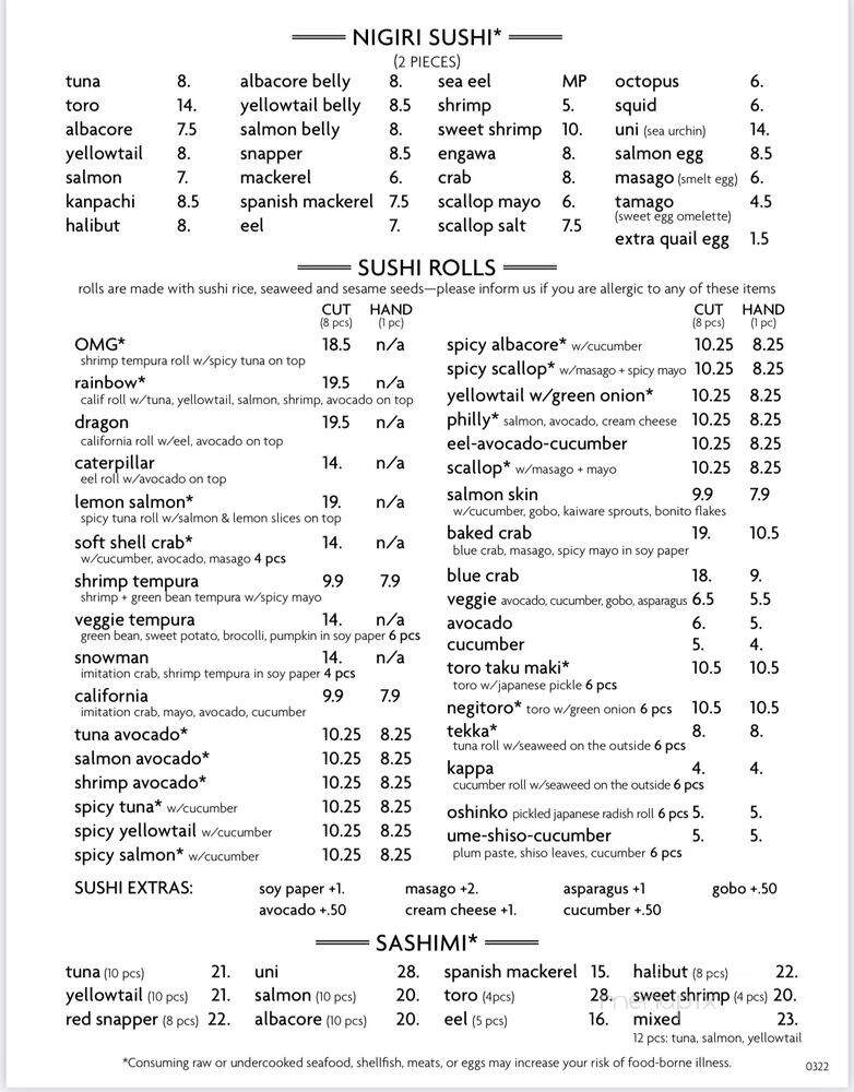 Murakami Sushi - West Hollywood, CA menu_pic