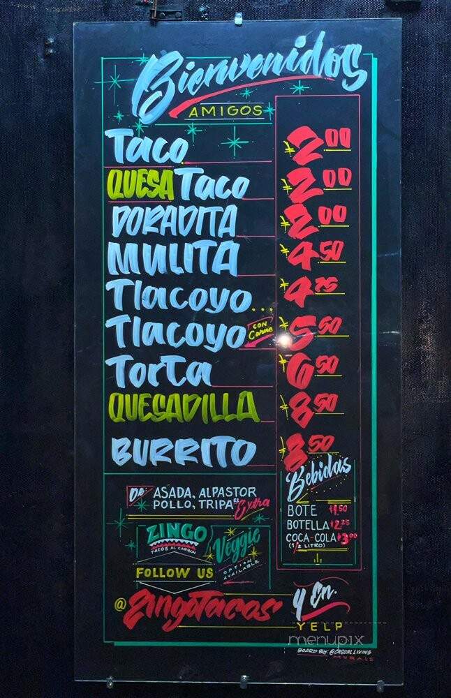 Zingo Tacos - Los Angeles, CA menu_pic