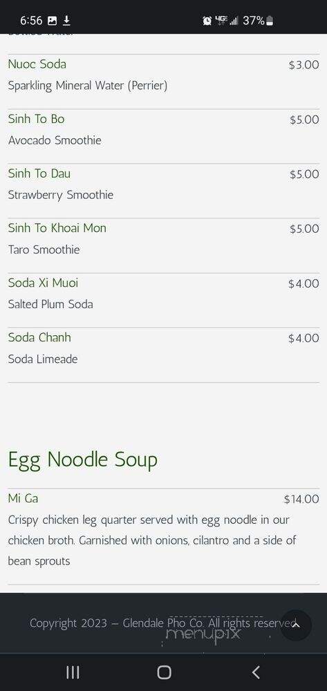 Glendale Pho Co - Glendale, CA menu_pic