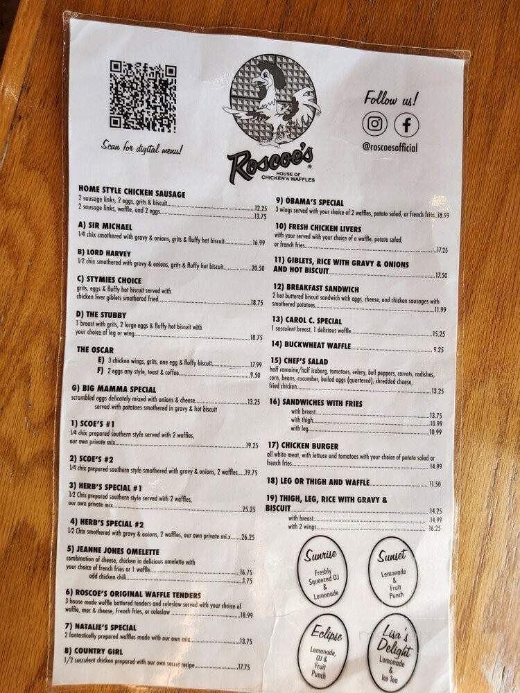 Roscoe's House of Chicken & Waffles - Inglewood, CA menu_pic