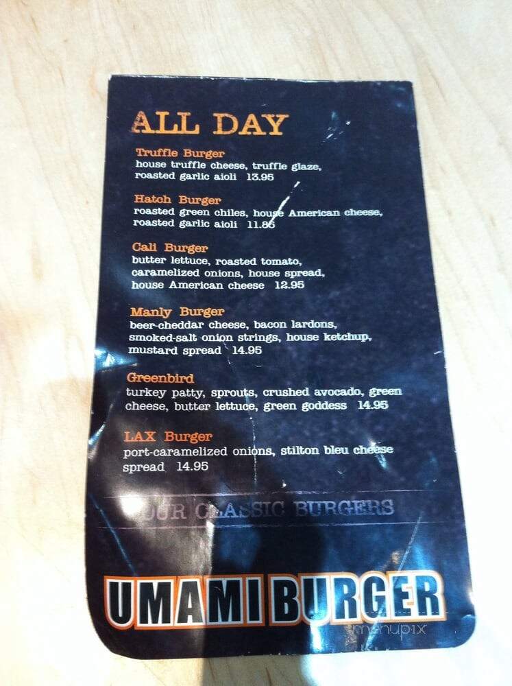 Umami Burger - Los Angeles, CA menu_pic